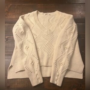 Jonathan Simkhai Ivory V-neck sweater Size smalll 100% wool